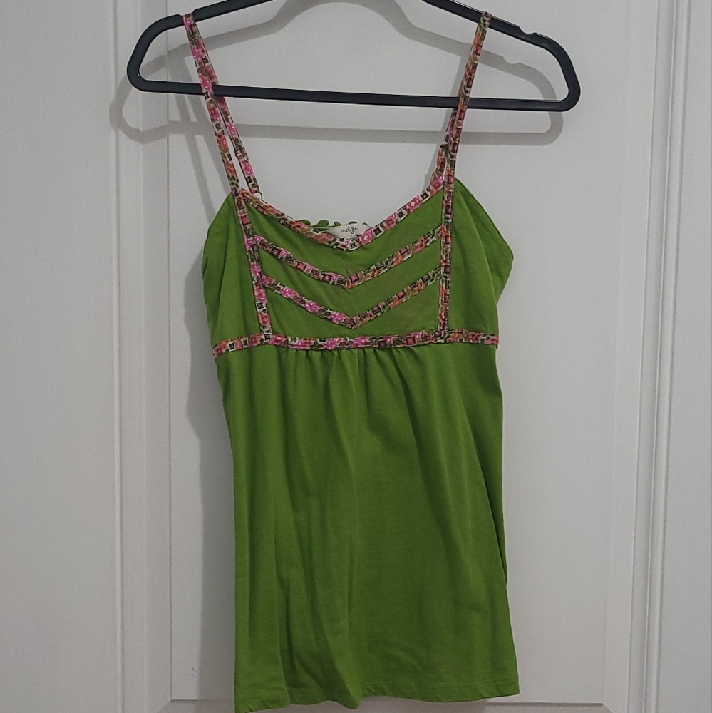 Energie Smocked Green and Pink Camisole
